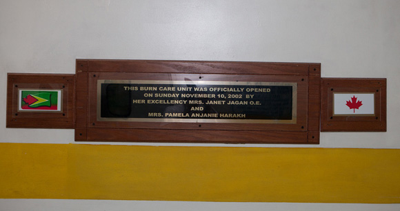 Plaque signifying the birth of the Burn Care Unit